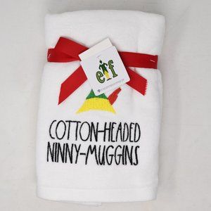 Rae Dunn Elf Cotton Headed Ninny Muggins Hand Towels Set of 2 New Cotton White